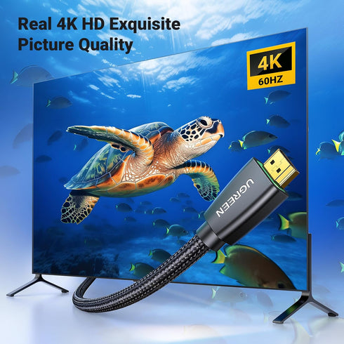 4K 18Gbps 4K 60HZ 2 360 PS5 PS4 6.6FT UGREEN HDMI Cable Braided High Speed HDMI Cord with Ethernet Support Compatible