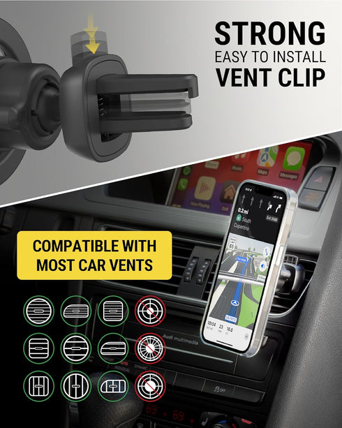 Scosche MagicMount SMSDV MagSafe Dashboard/Vent Car Mount, Magnetic Cell Phone Holder for iPhone 16/15/14/13/12