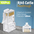 GTZ RJ45 Cat5e Pass Through Connectors - 100 Pack EZ to Crimp Modular Plug for UTP Network Cable