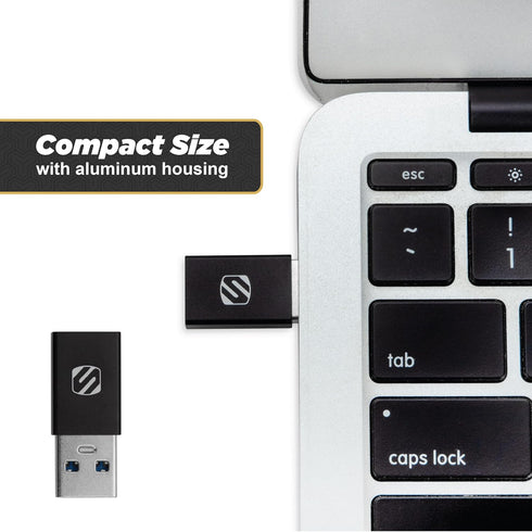 Scosche ACA-2PKSP Strikeline USB Type-C to USB Type-A Adapter, 2 Pack - Black