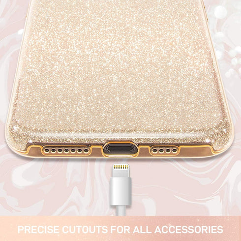 MILPROX Glitter Luxury Case for iPhone Xs MAX, Shiny Sparkly Slim Bling Crystal Clear, 3 Layer Hybrid Protection