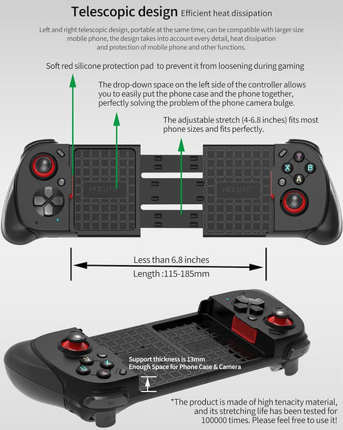 Joso Wireless Mobile Gaming Controller for iPhone/Android, Supports Phone Case, Play Call of Duty, Genshin Impact