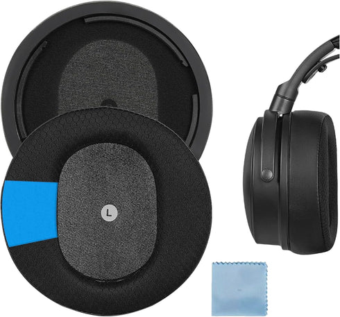 Geekria Sport Cooling Gel Replacement Ear Pads for Audeze Maxwell Wireless Headphones, Black Mesh Fabric Ear Cushions