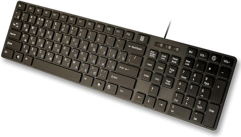 USB Keyboard with Russian English (Cyrillic) Letters, Full Size Slim Desktop Design.