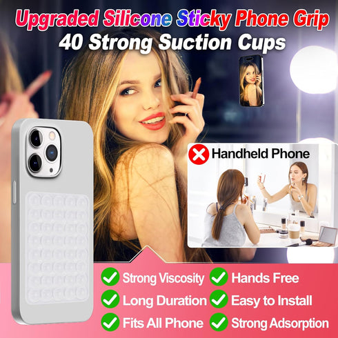 sicitu (2pcs-Transparent) Silicone Sticky Phone Grip, Adhesive Suction Cup Phone Case Mount, Phone Grip with Strong