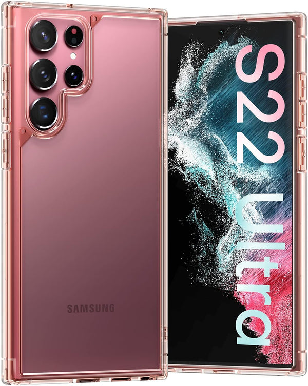TOCOL Translucent Matte Hard Back Case for Samsung Galaxy S22 Ultra, Military Grade Shockproof, Slim Fit (Rose Gold)