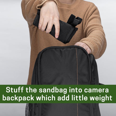 3 Tripod Stone Bag with Compartments, Heavy Duty Sand Bag for Photography, Black