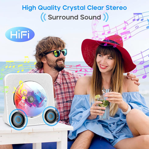ROADOM Desktop CD Player with Bluetooth, Hi-Fi Stereo Sound, Remote Control, Supports CD/Bluetooth/FM Radio