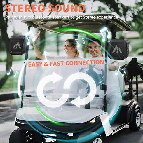 Magnetic Golf Speaker with Storage Case, IPX7 Portable Golf Cart Speaker, 24H Playtime, 18W Loud Stereo Sound