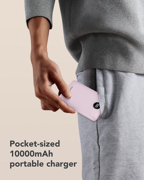 Mini Portable Charger with Built-in Cables, 22.5W Fast Charging Power Bank 10000mAh for iPhone, Samsung, Android