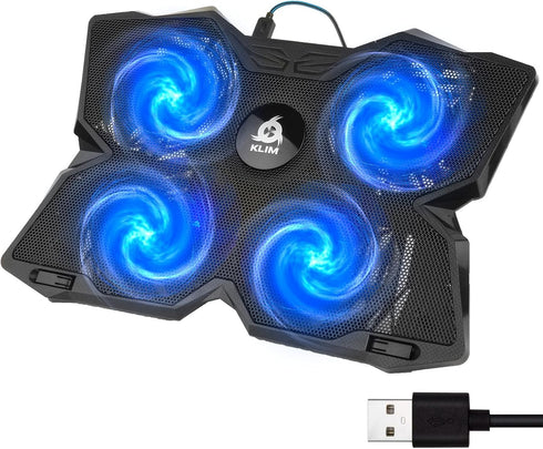 KLIM Wind Laptop Cooling Pad - 2024 Version, Powerful Rapid Action Cooling Fan with 4 Fans at 1200 RPM