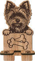 Dog Theme Wooden Phone Holder - Yorkshire Terrier - Charging Station for E-Book, Smart Phones, Tablets, Desktop