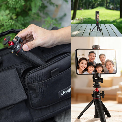 Zhrmzhg 1/4" Screw Mount Mini Tripod Selfie Stick, Portable Tabletop Stand for Phones & Most Cameras, Lightweight