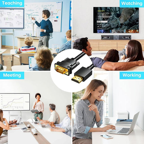 6FT, 1080P@60Hz HDMI to VGA Cable Uni-Directional HDMI to VGA Adapter Cable Male to Male Video Cord Compatible