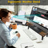 Large Dual Monitor Riser Stand for Desk: Adjustable Length Angle, Double Computer Riser for Desktop Organizer, Monitor