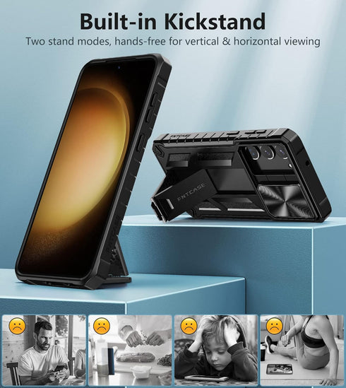 FNTCASE Rugged Protective Case for Samsung Galaxy S23 - Military Grade Drop Proof with Kickstand, Shockproof TPU Matte