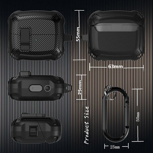 Samsung Galaxy Buds 3 Pro Case - Military Shell Cover with Lock Clip, Protective Armor Skin, Cleaner Kit & Carabiner