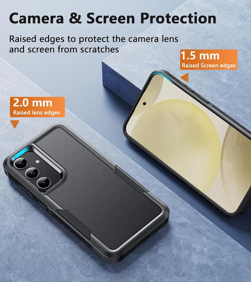 FNTCASE Samsung Galaxy S24 Case, Dual Layer Rugged Protective Phone Cover, Military Grade Drop Proof, A-Black
