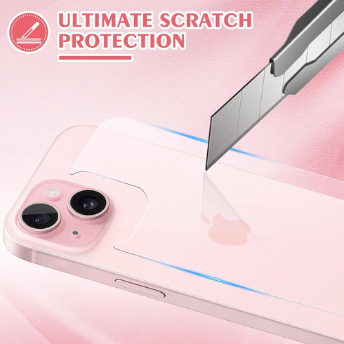 Beeyoka 3 Pack Screen Protector for iPhone 15 Plus, Front and Back Anti-Fingerprint Camera Protector for iPhone 15 Plus