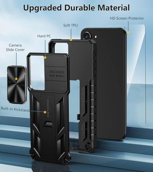 FNTCASE Rugged Protective Case for Samsung Galaxy S23 - Military Grade Drop Proof with Kickstand, Shockproof TPU Matte