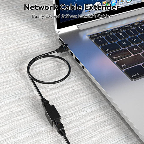 RJ45 Coupler, 2 Pack Ethernet Adapters, Female to Female, 8-Pin Modular Straight Through Network Connectors