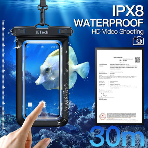 JETech Waterproof Phone Pouch, IPX8 Case for iPhone 15 14 13 12 Pro Max Plus, Samsung Galaxy up to 7.2 Inch