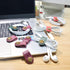 Cord Organizer, Cable Management USB Holder, Earbud Case, Wrap Headset Winder, Phone Earphone Clips Ties (Rose Red)