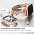 Wingle Rose Gold Apple Watch Bands 45mm for Women - iWatch Series 8 7 Butterfly Diamond Bracelet with Bling Screen