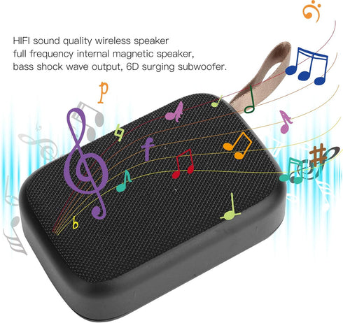 Bluetooth Speaker ,Wireless Stereo Subwoofer Portable USB Mini Music player ,with FM radio ,Hands free Calls ,Indoor /Outdoor(black)