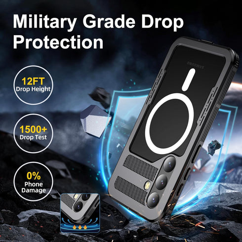 Samsung Galaxy S24 Case Waterproof, IP68 Underwater, 12FT Military Shockproof with Built-in Screen & Lens Protector,
