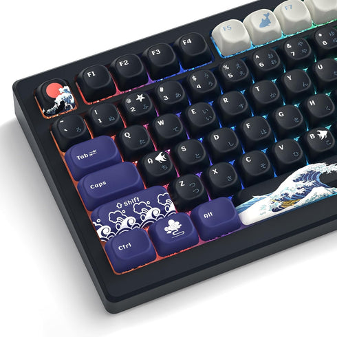 Womier MOA Keycaps, PBT Key Caps, Kanagawa Japanese Keycaps 75 Percent, Custom Keyboard Keycaps Set Gradation