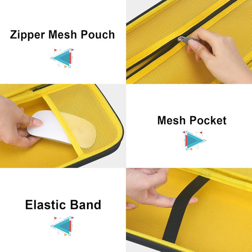 BOVKE Hard Carrying Case for Logitech POP Keys Mechanical Wireless Keyboard and Mouse Combo, Black+Blast Yellow