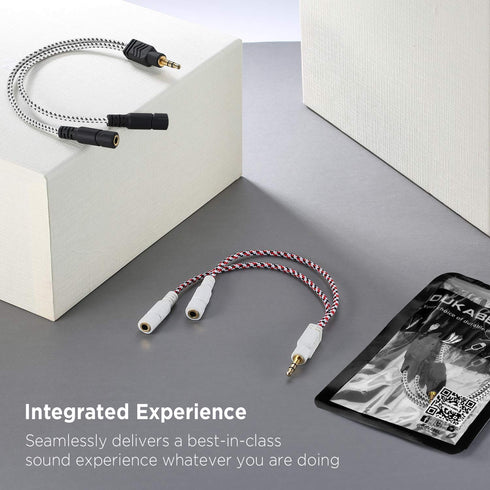 DUKABEL Knitted 3.5mm Audio Splitter, TRS 3-Pole Aux Splitter Cable for Headphones