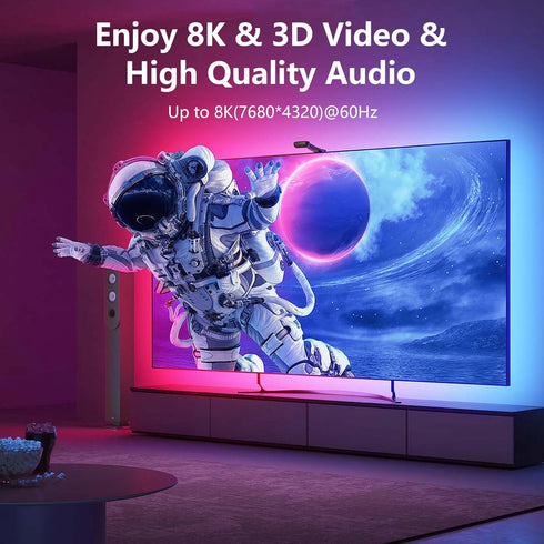 8K 48Gbps 90 3FT CERRXIAN Left Angled Mini HDMI to HDMI Cable, High Speed Degree Mini HDMI to HDMI Coiled Cable Support