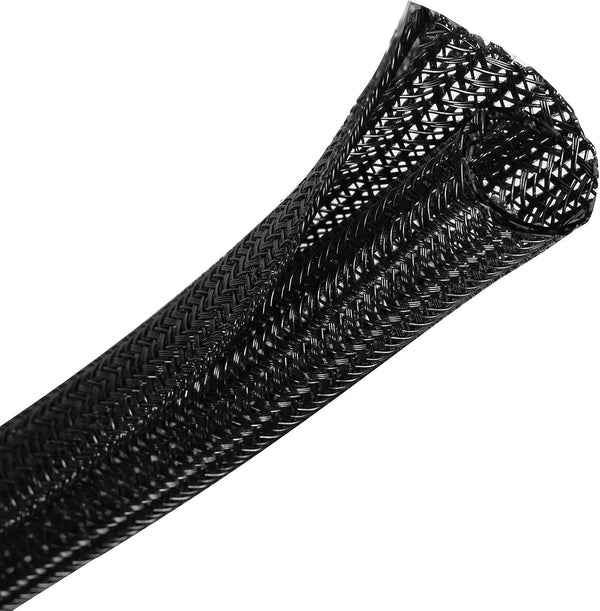 CrocSee 10ft - 1/4 inch Braided Cable Management Sleeve, Self-Wrapping Split Wire Loom for TV, Computer, Home Theater