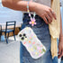 Cute Colorful Flower Curly Wave Clear Case for iPhone 14 Pro Max with Lovely Flower Bracelet Chain