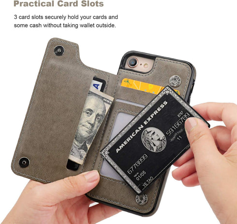 Vaburs Wallet Case for iPhone SE(2022) 5G/SE(2020)/7/8 with Card Holder, Embossed Butterfly PU Leather Double Magnetic