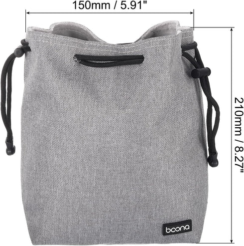 PATIKIL Soft Drawstring Lens Case, Lens Pouch Bag with Cotton Pad 5.91" x 3.94" Thick Fleece Cloth Camera Lens Bag for SLR Lens Water Cups, Grey