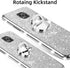 Case for Moto G Power 2021, Shockproof Protection with Ring Kickstand Lanyard, Cute Soft Glitter Cover - Silver