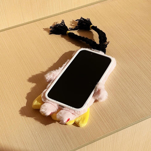 Cute Kawaii 3D Cartoon iPhone 14 Case - Plush, Furry, Shockproof, Winter Warm, DIY Hair Braids for Women & Girls (Snow