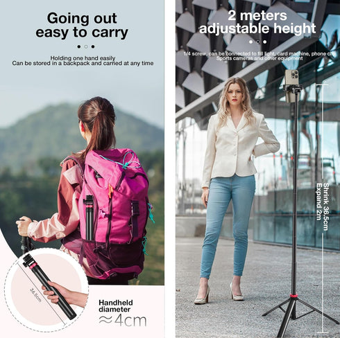 AceTaken 81'' Link-2-Pro Insta360 2 2c 2,Link 2c X5 X4 X3,Go 3S 2 2 Webcam Floor Tripod-Stand,Selfie Stick Holder