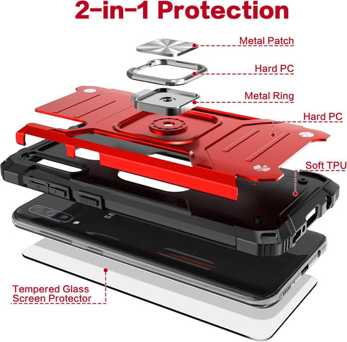 for Galaxy A50 Case with Screen Protector - Shockproof Drop Test Case with Car Mount Kickstand for Galaxy A50/A30S/A50S
