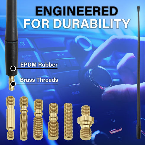 Votex 13 Inch - All-Terrain Flexible Rubber Antenna Accessories - Spring Steel Internal Core