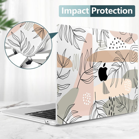TWOLSKOO MacBook Air 13.6 inch Case 2022-2024 - Plastic Hard Shell Cover with Touch ID, Screen Protector, Tropical