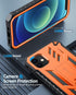 FNTCASE iPhone 12 Pro Case: Rugged Military Grade Drop Proof Cover with Kickstand, Matte Textured TPU, 6.1" - Orange