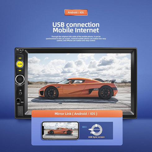 Double Din Bluetooth Car Stereo, 7 inch HD Touch Screen Car Radio with Backup Camera, Support Mirror Link for