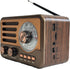 YIONGTAF MP3 Retro AM/FM Portable Radio with Player, Rechargeable Battery, LED Light, Wood Grain Design