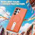 Samsung Galaxy S25 Ultra Case ExoGuard, Soft Skin-Friendly Silicone Cover, Adjustable Metal Kickstand - Orange