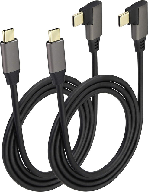 90 Degree Type C 3.1 Extension Cable, 4K@60Hz Right & Left Angle USB Male to Male Connector, 1M/2Pack