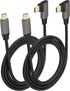 90 Degree Type C 3.1 Extension Cable, 4K@60Hz Right & Left Angle USB Male to Male Connector, 1M/2Pack